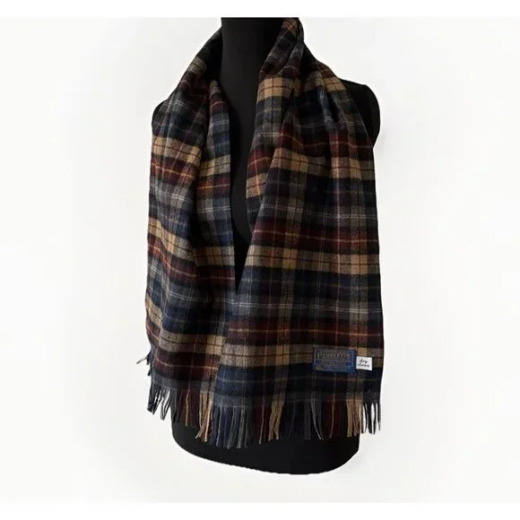 Vintage Pendleton 100% Pure Virgin Wool Scarf Plaid Old Money Academia Classic